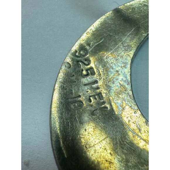 Vintage Sterling Silver 925 Mexico Abalone Inlay Dangle Hoop Earrings 9.7g - Picture 5 of 8